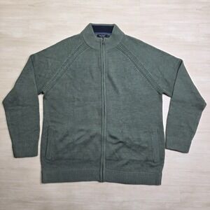 James Pringle Full Zip Green Cardigan Swater Jacket Acrylic Soft Size XL